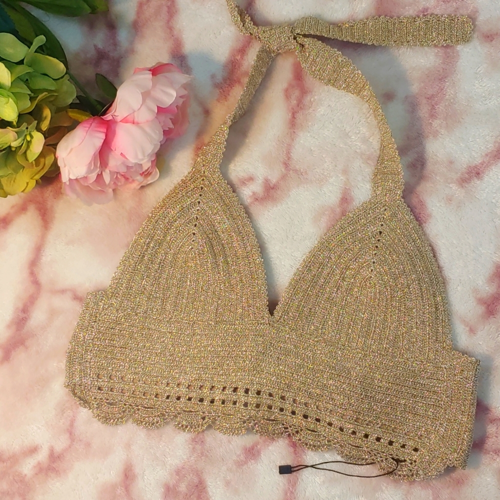 Gold Crochet Crop Top